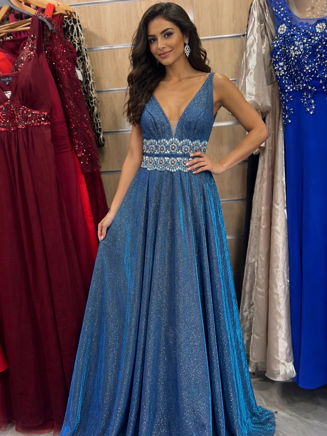💙✨ Robe de soirée bleu scintillant 