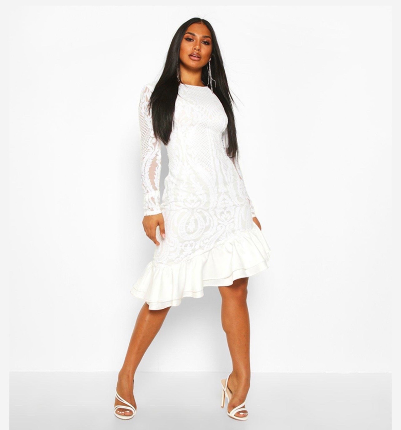 Sequins Baroque Ruffle Mini Party Dress