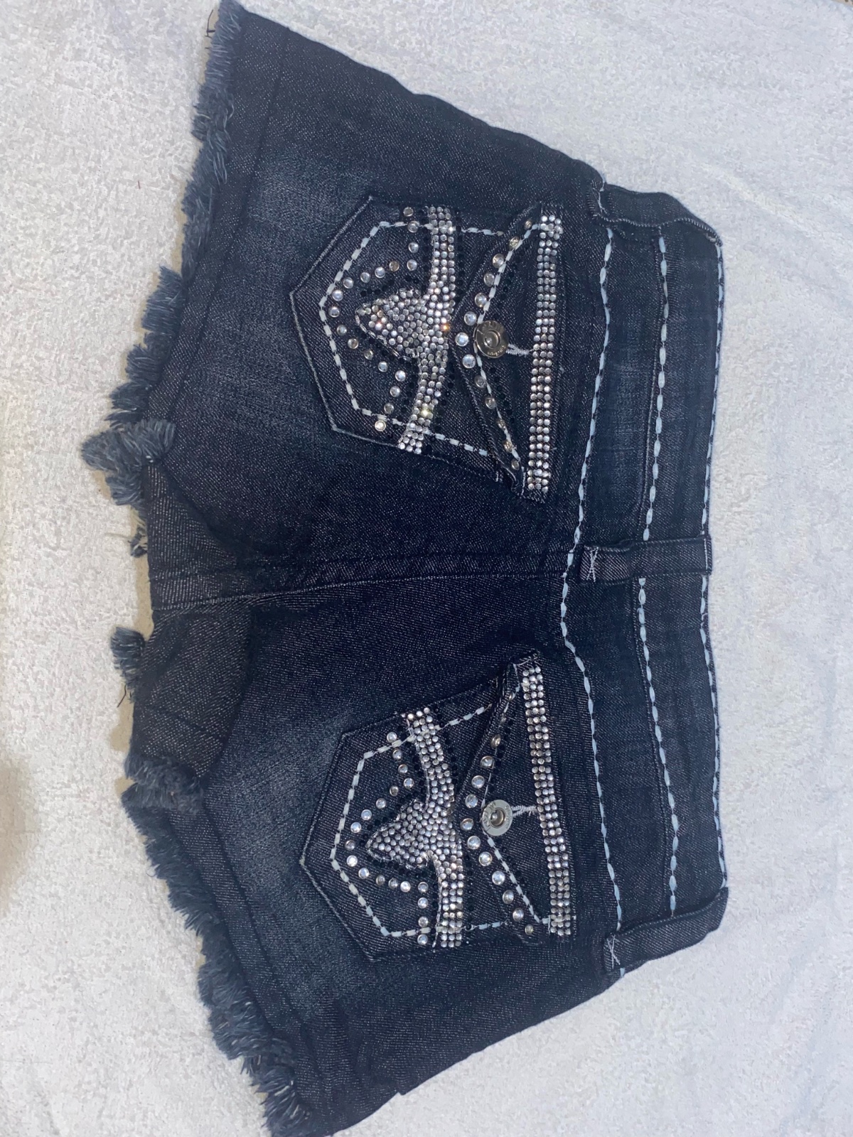 Sello Jeans – Short en jean noir avec strass – Très bon état