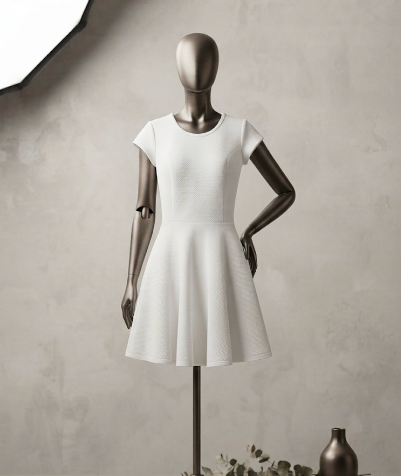 Robe patineuse texturée blanche