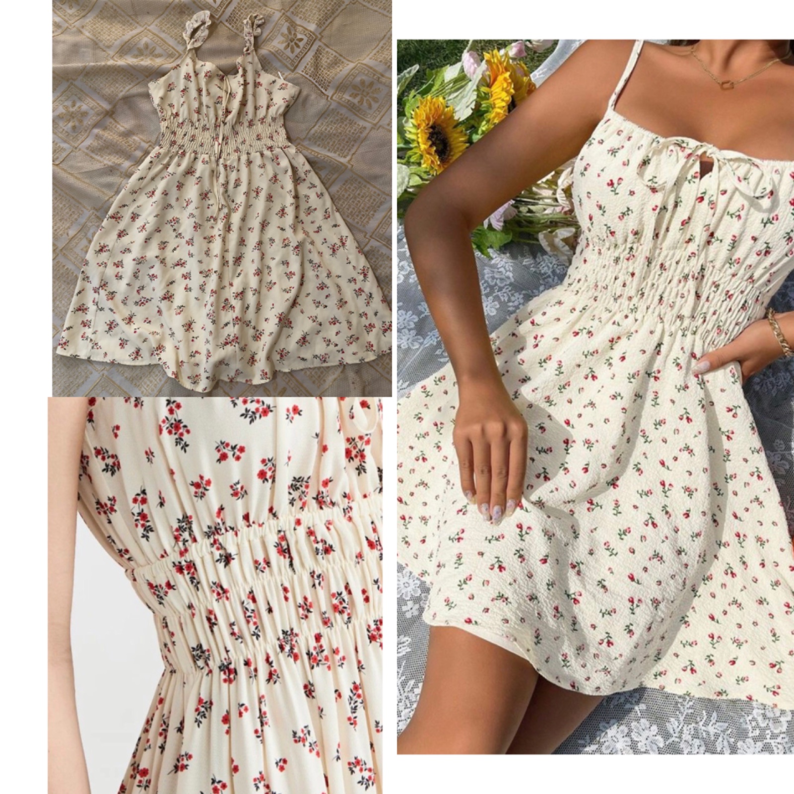Robe jaune claire fleurie