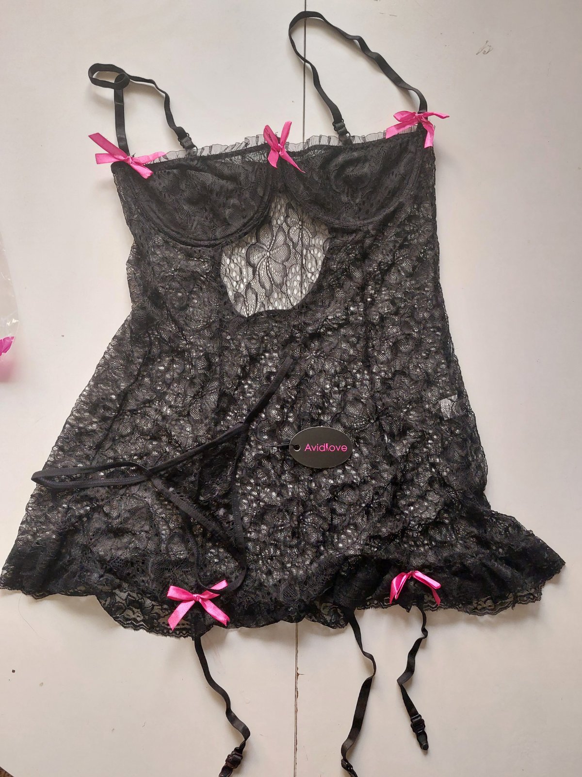 Ensemble lingerie noir 🖤🩷 avidlove