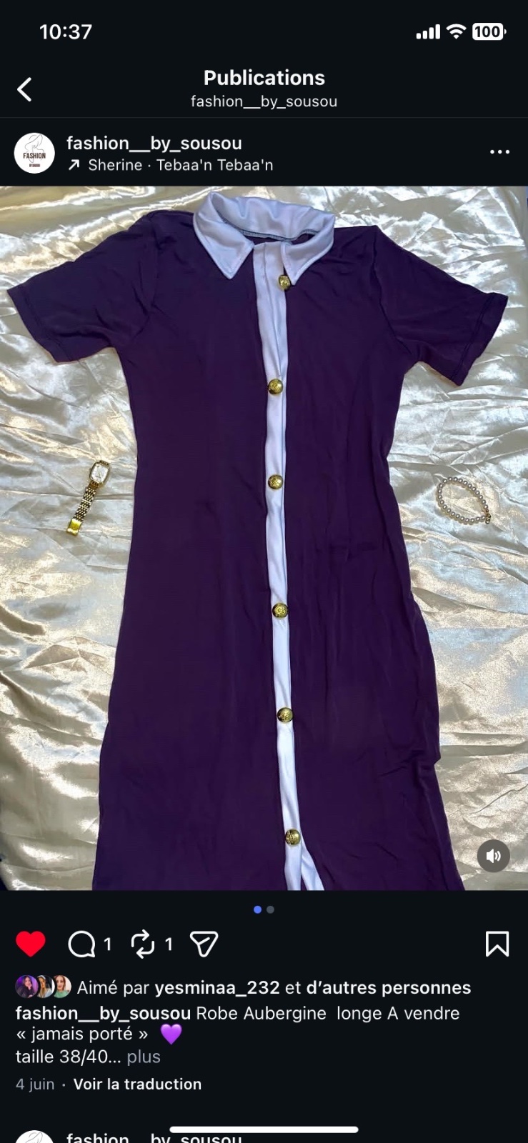 Robe Aubergine longue 38/40 