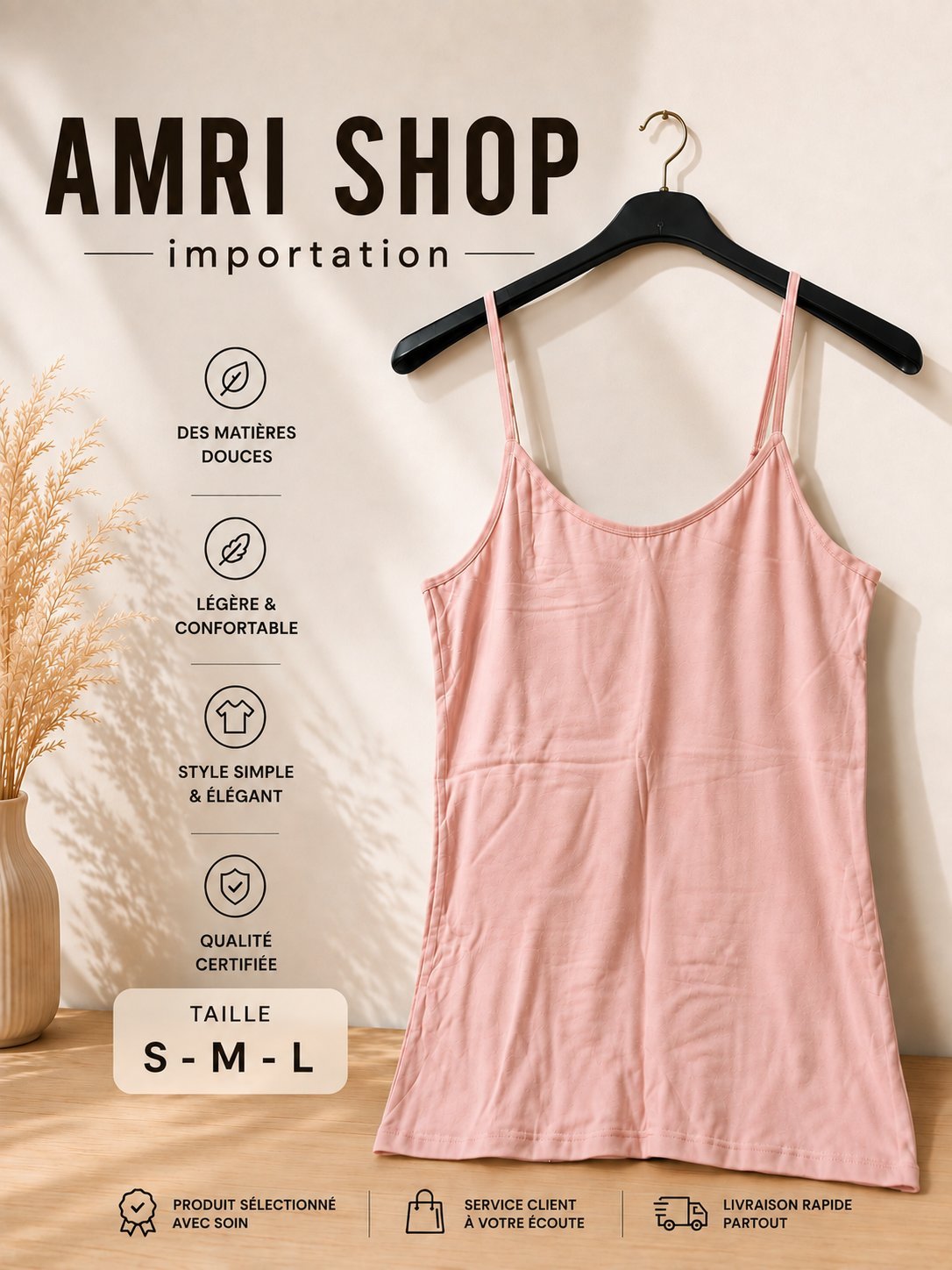 Débardeur femme rose S-M-L