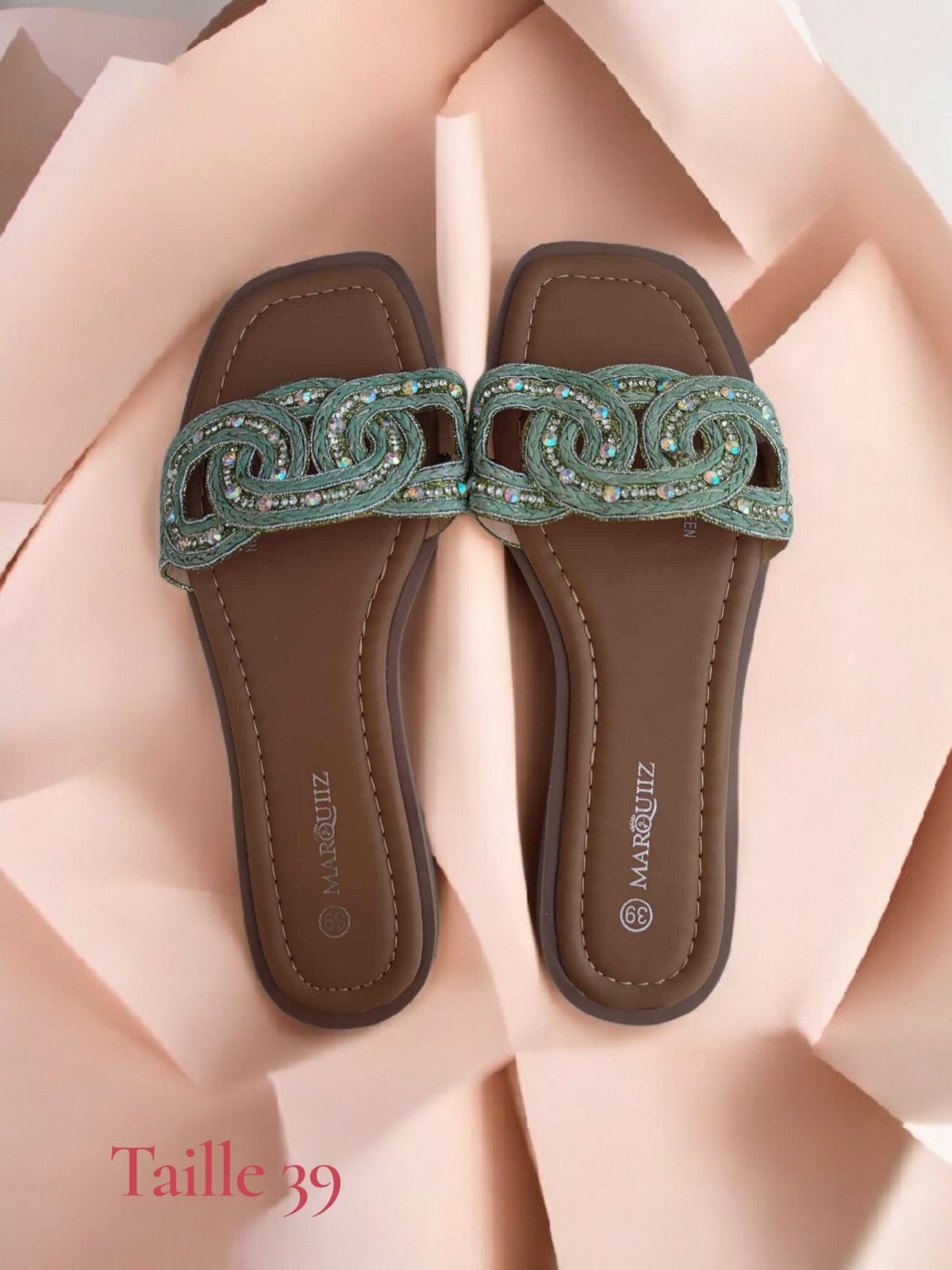 Claquette femme vert pistache 