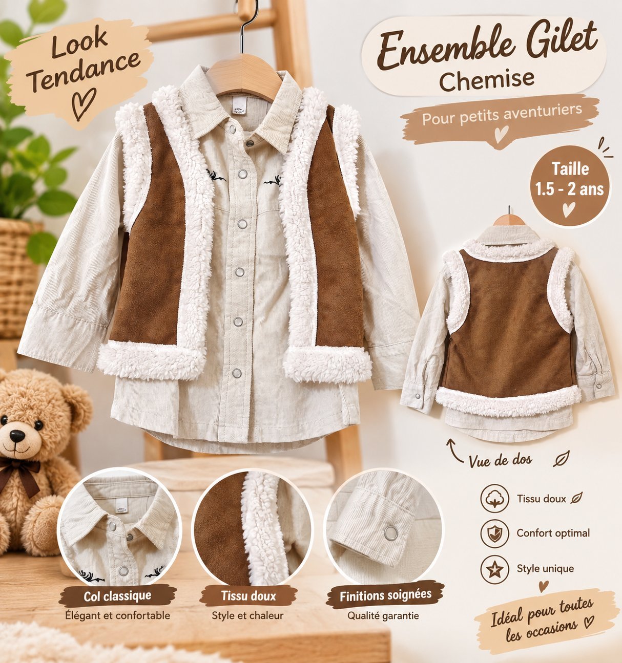 Ensemble chemise + gilet bébé