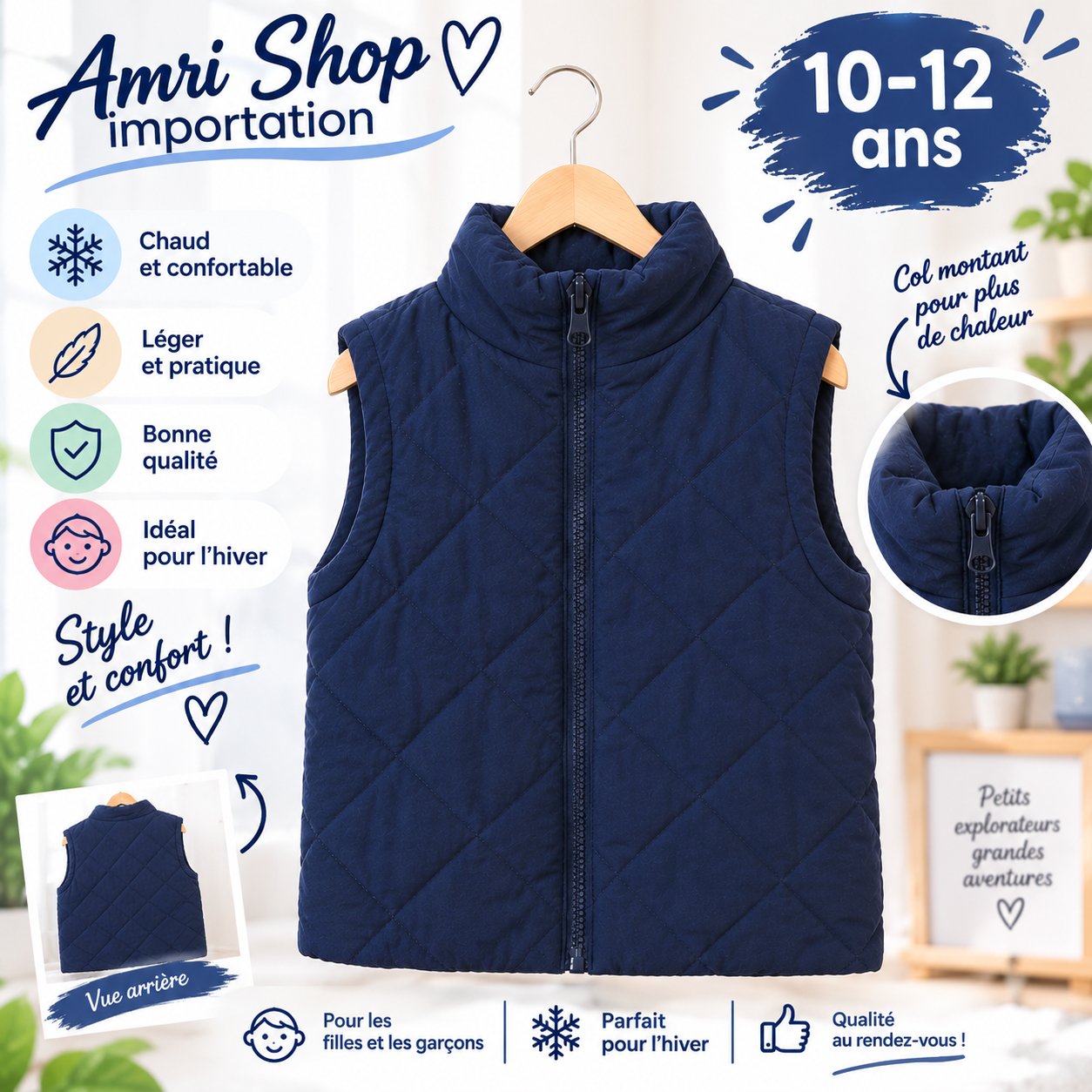 Gilet sans manches enfant – 10 à 12 ans 