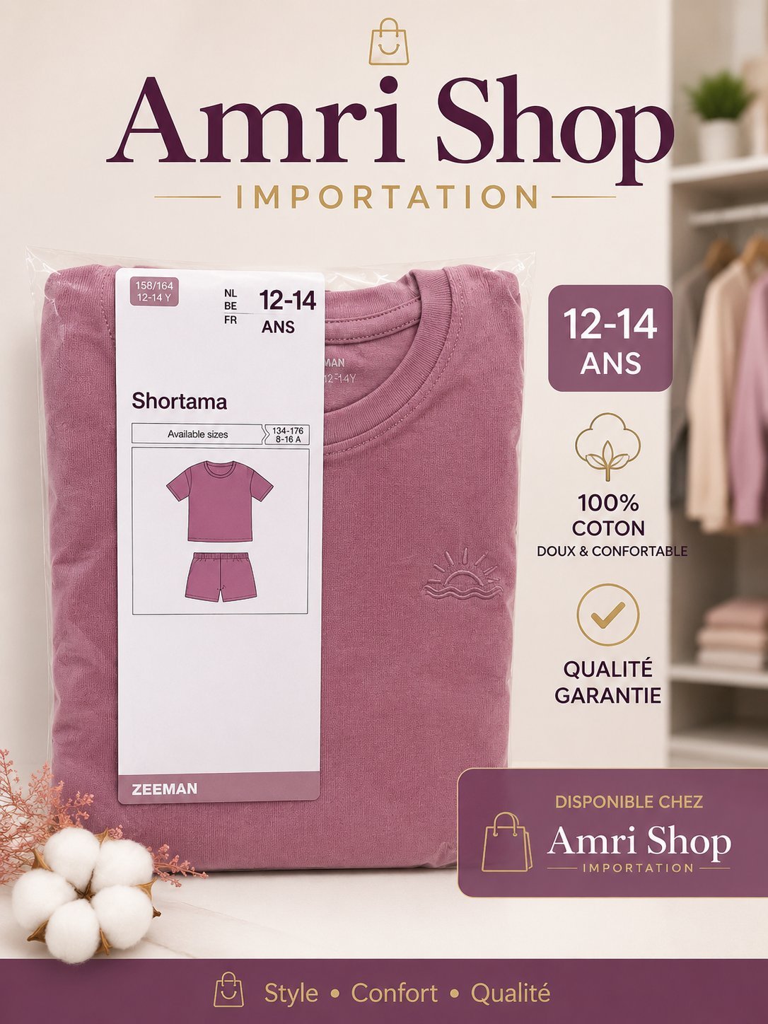 Ensemble fille- Shortama 