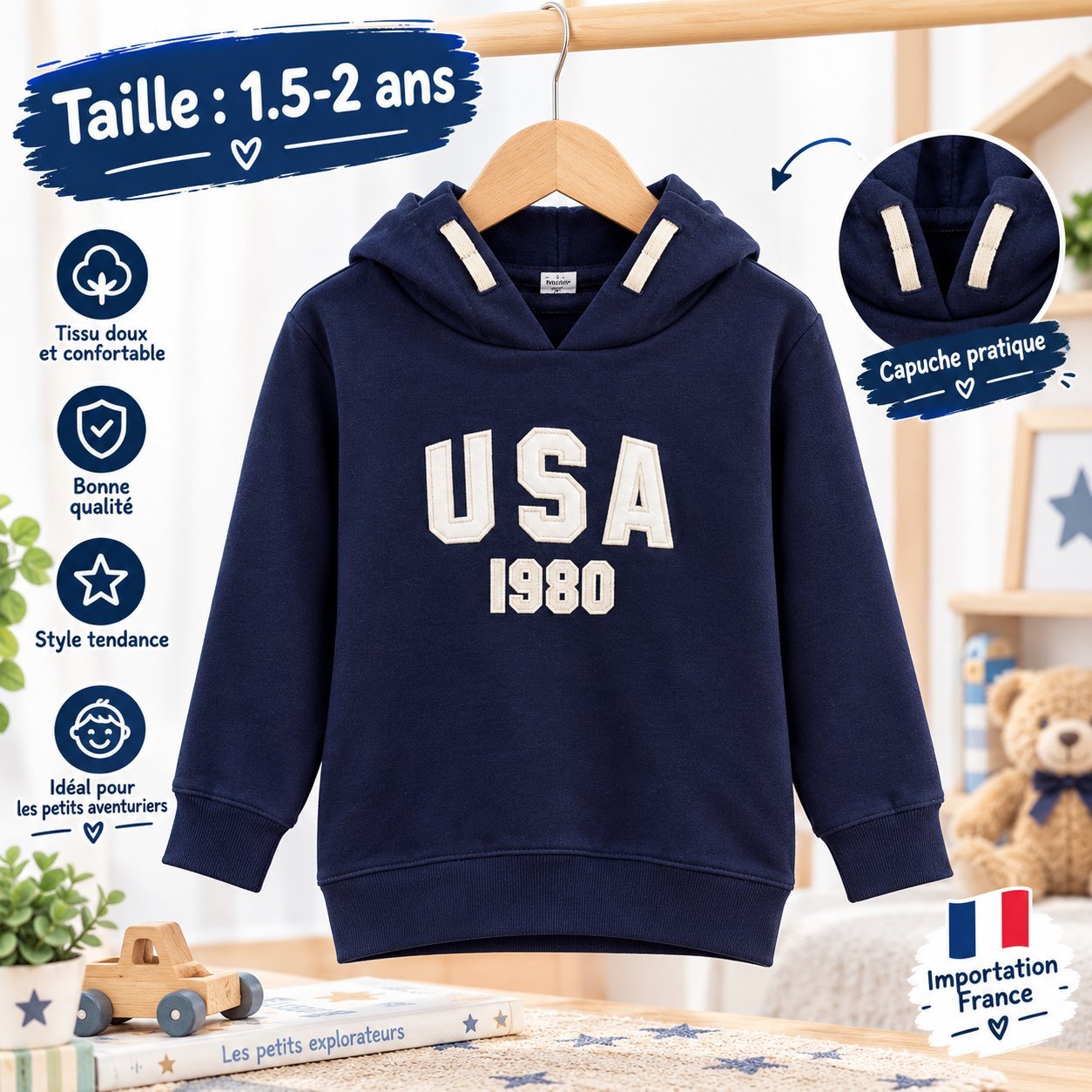 Sweat à capuche enfant – USA 1980