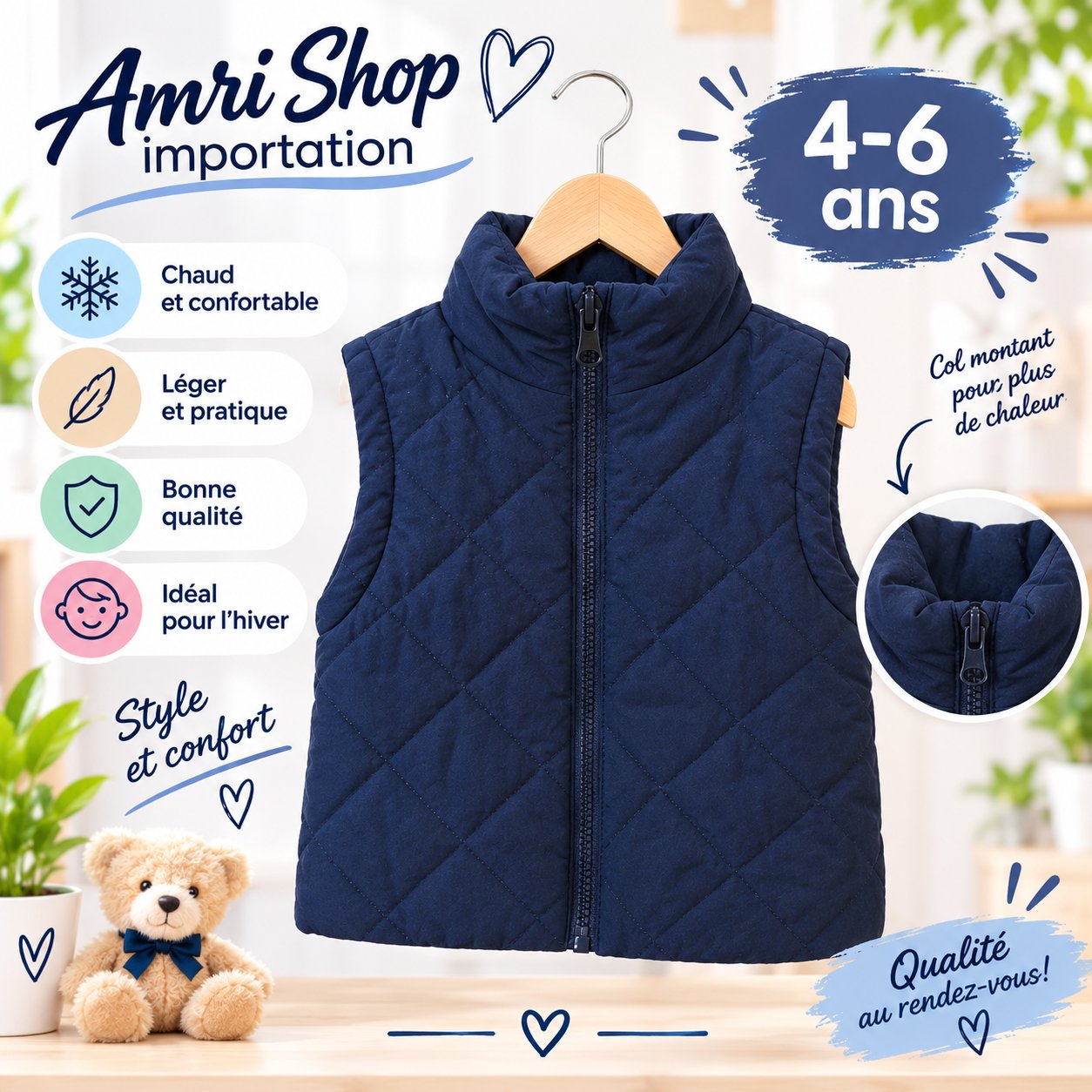 Gilet sans manches enfant – 4 à 6 ans 