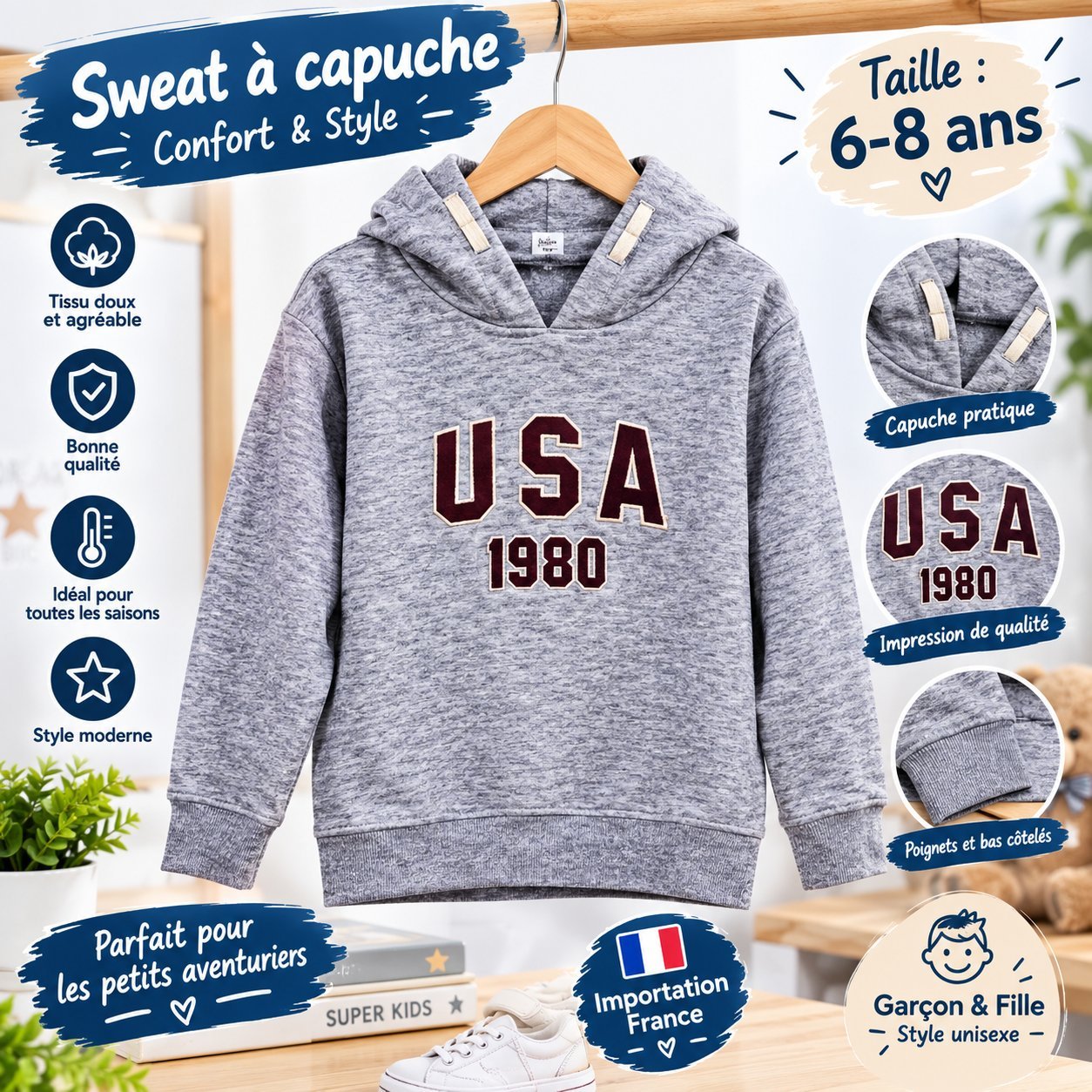 Sweat à capuche enfant – USA 1980