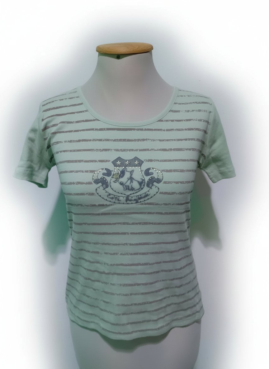 T-shirt Côte Anglaise rayé vert menthe T3 neuf