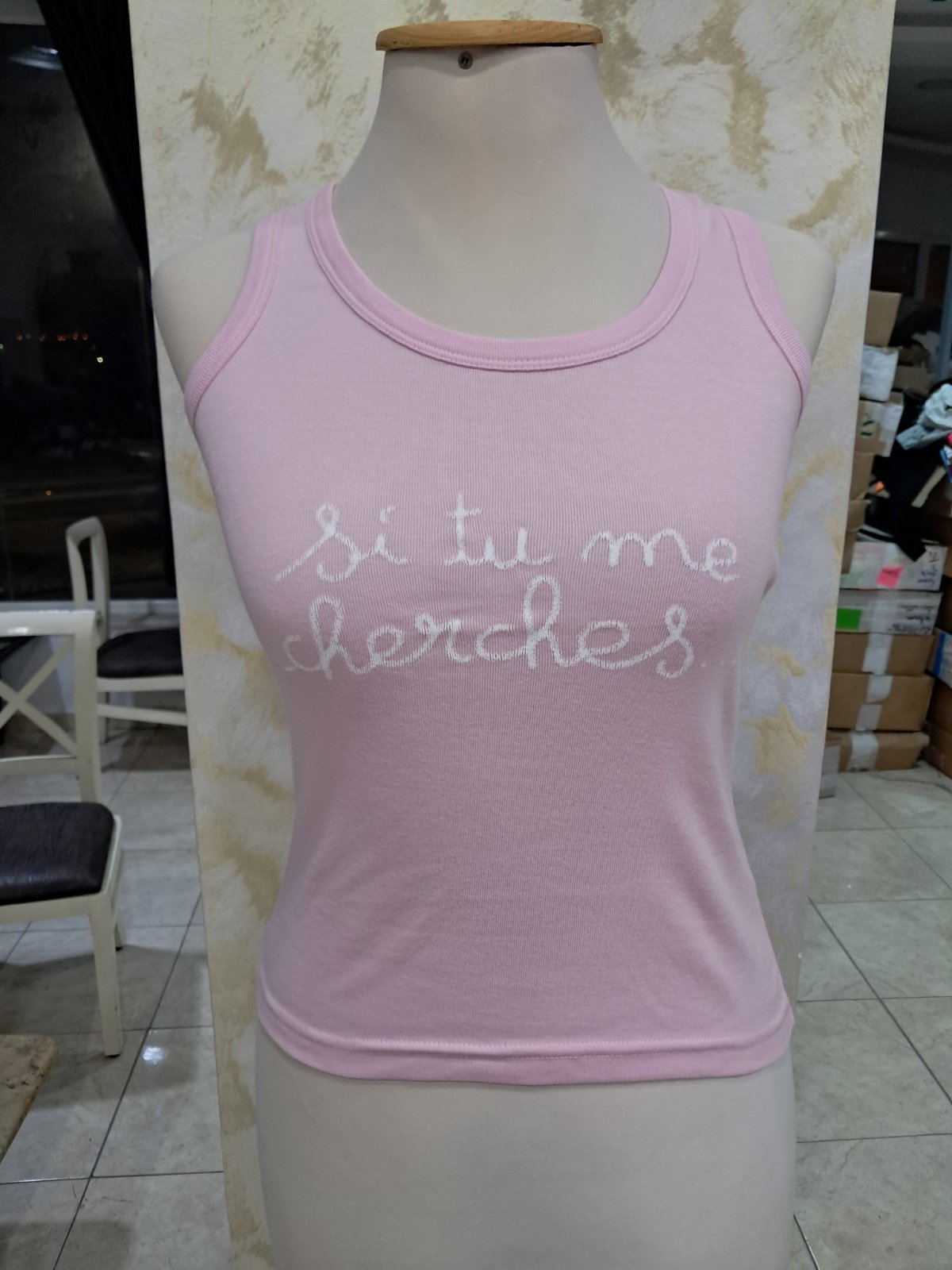 Tank top rose pastel vintage Taille S