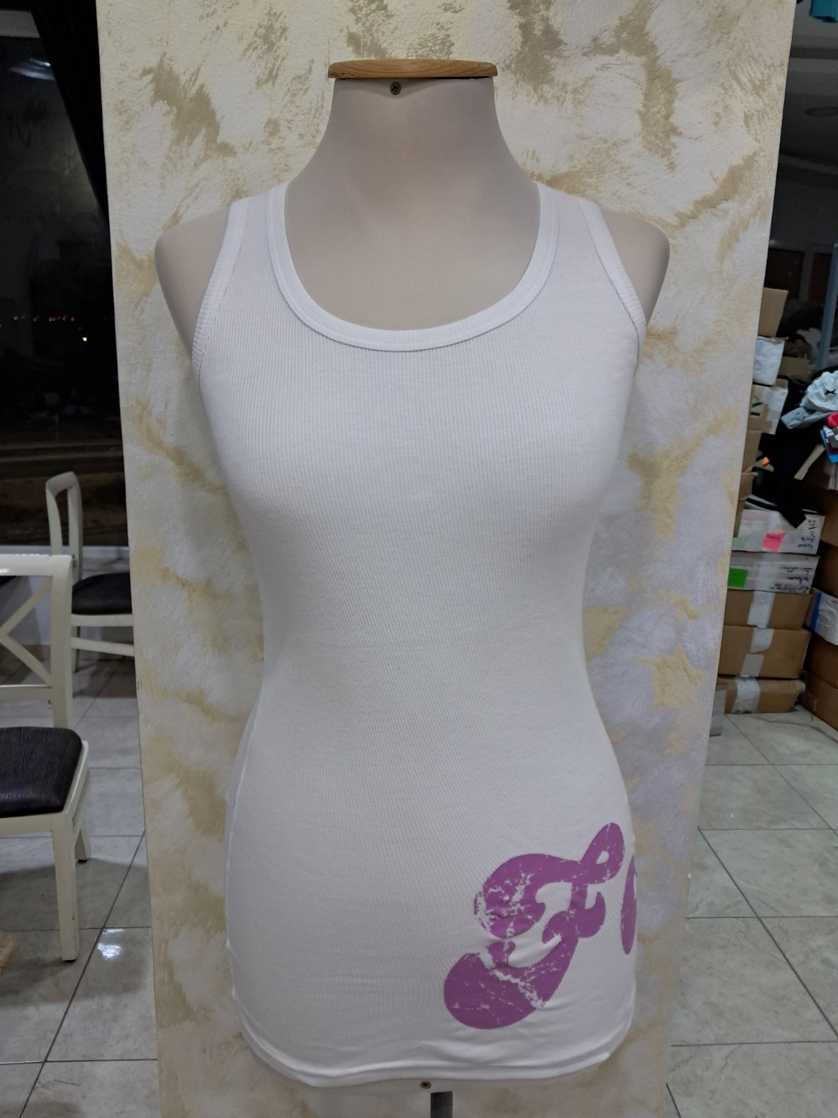 Tank Top Blanc style Vintage avec motifs violets