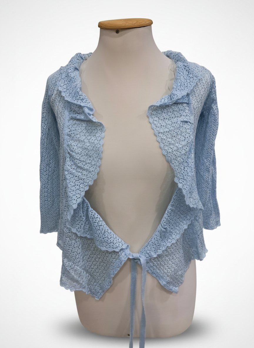 Boléro bleu ciel en maille crochetée - Taille M