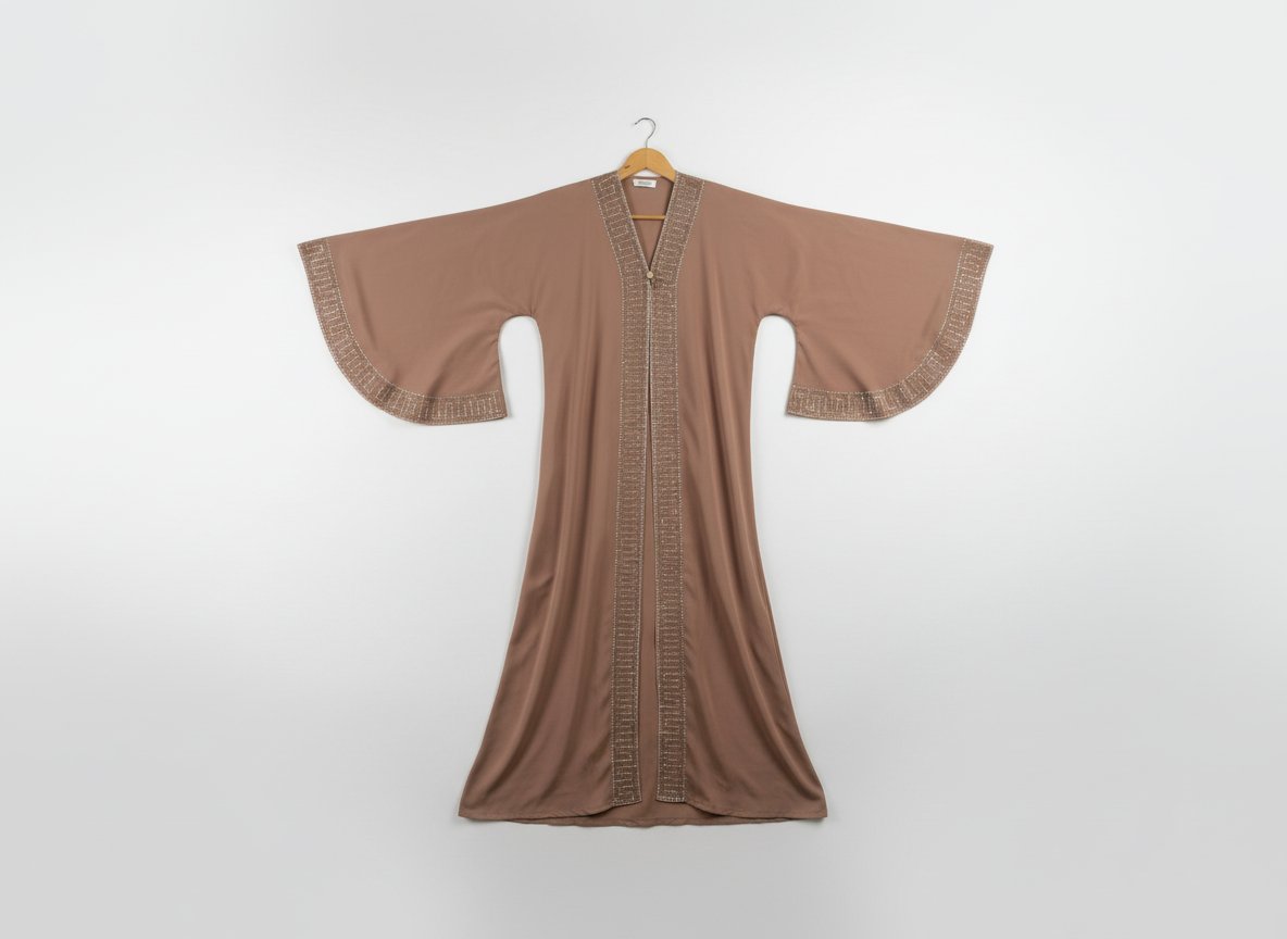 Abaya rose poudre avec strass dore importe 