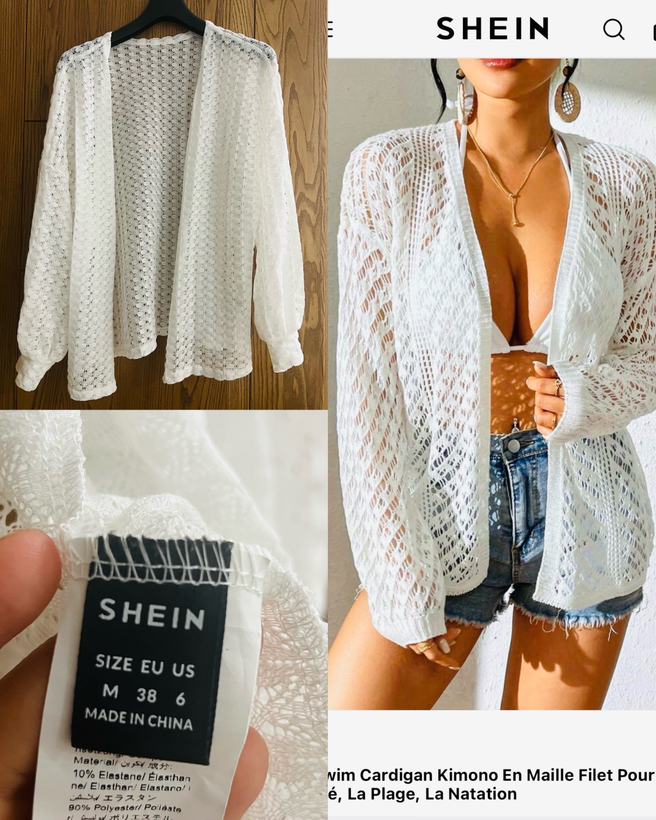SHEIN Swim Cardigan Kimono En Maille Filet Pour Femme, Pour L'été, La Plage, La Natation