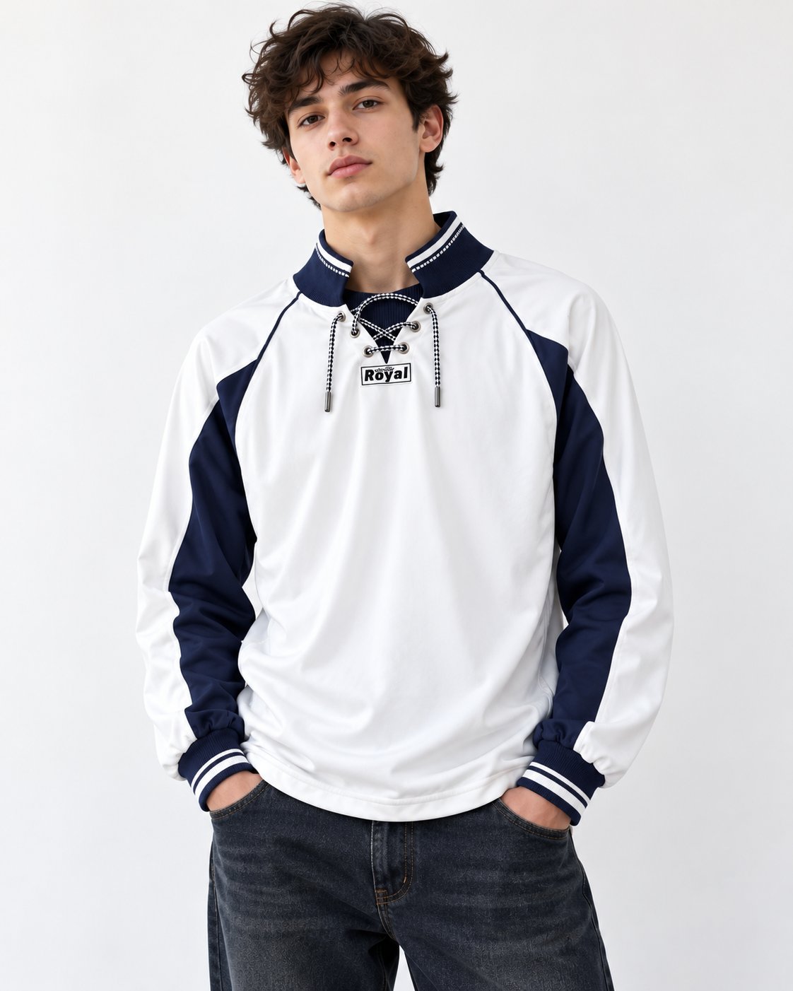 👑 ROYAL • Maillot esprit vintage blanc & marine - PELLICANO 29