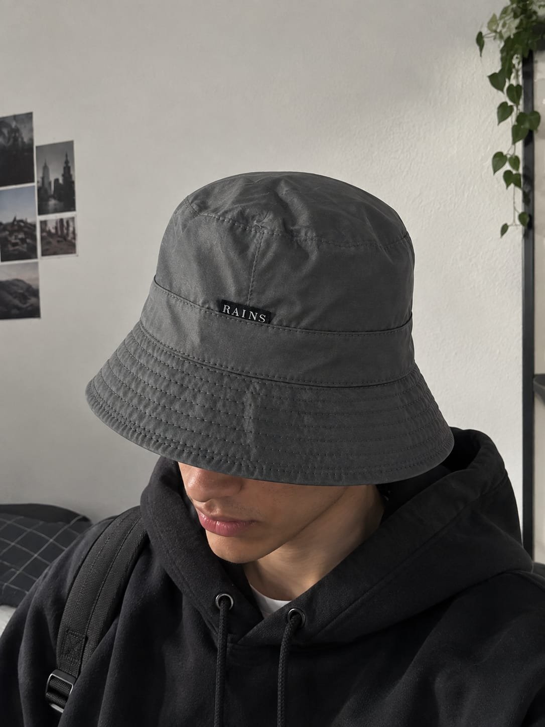 🌧️ RAINS BUCKET HAT UNISEX  - ✅ Authentique · Bob gris anthracite 🩶