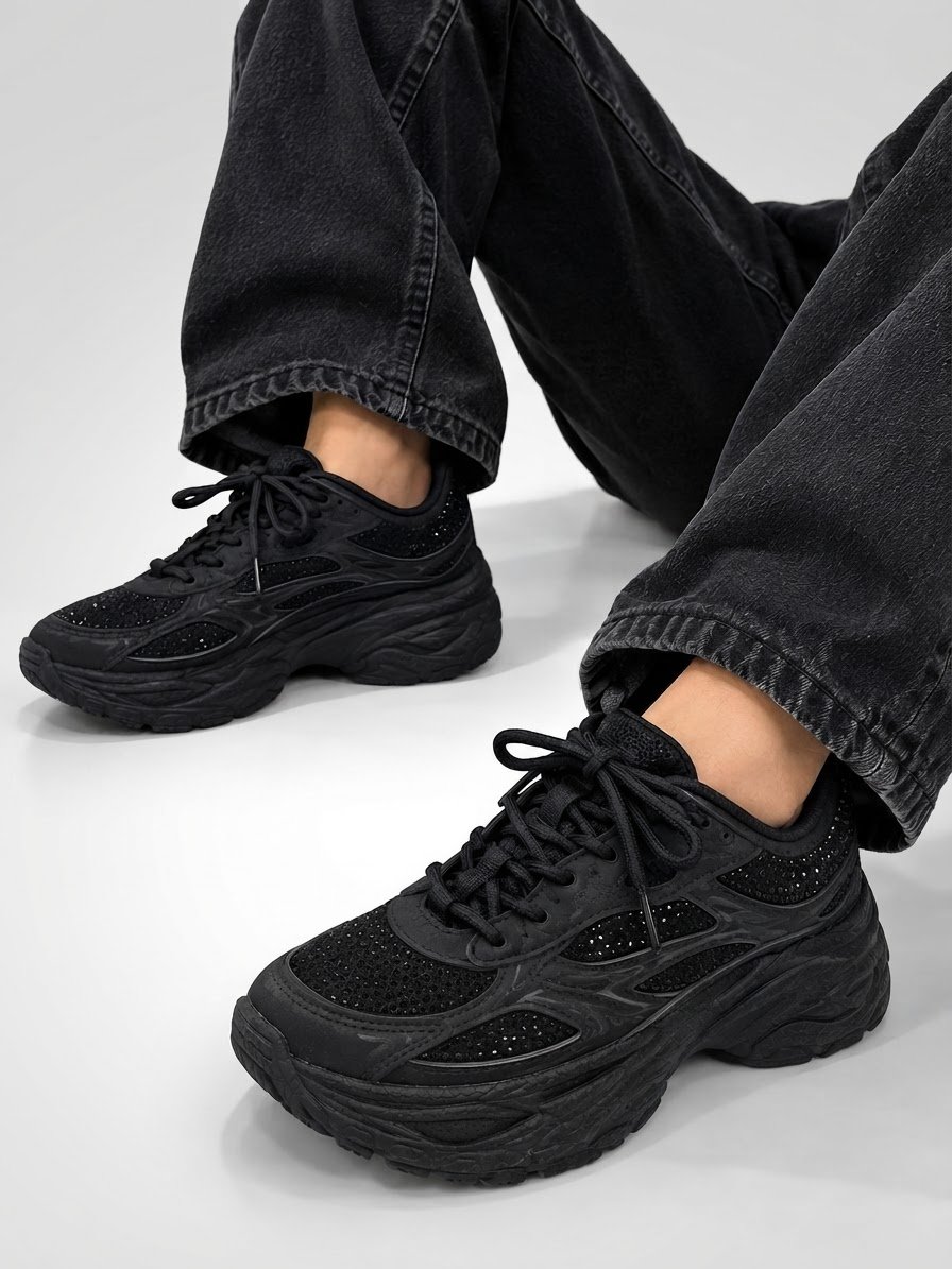 Baskets Strass Noires
