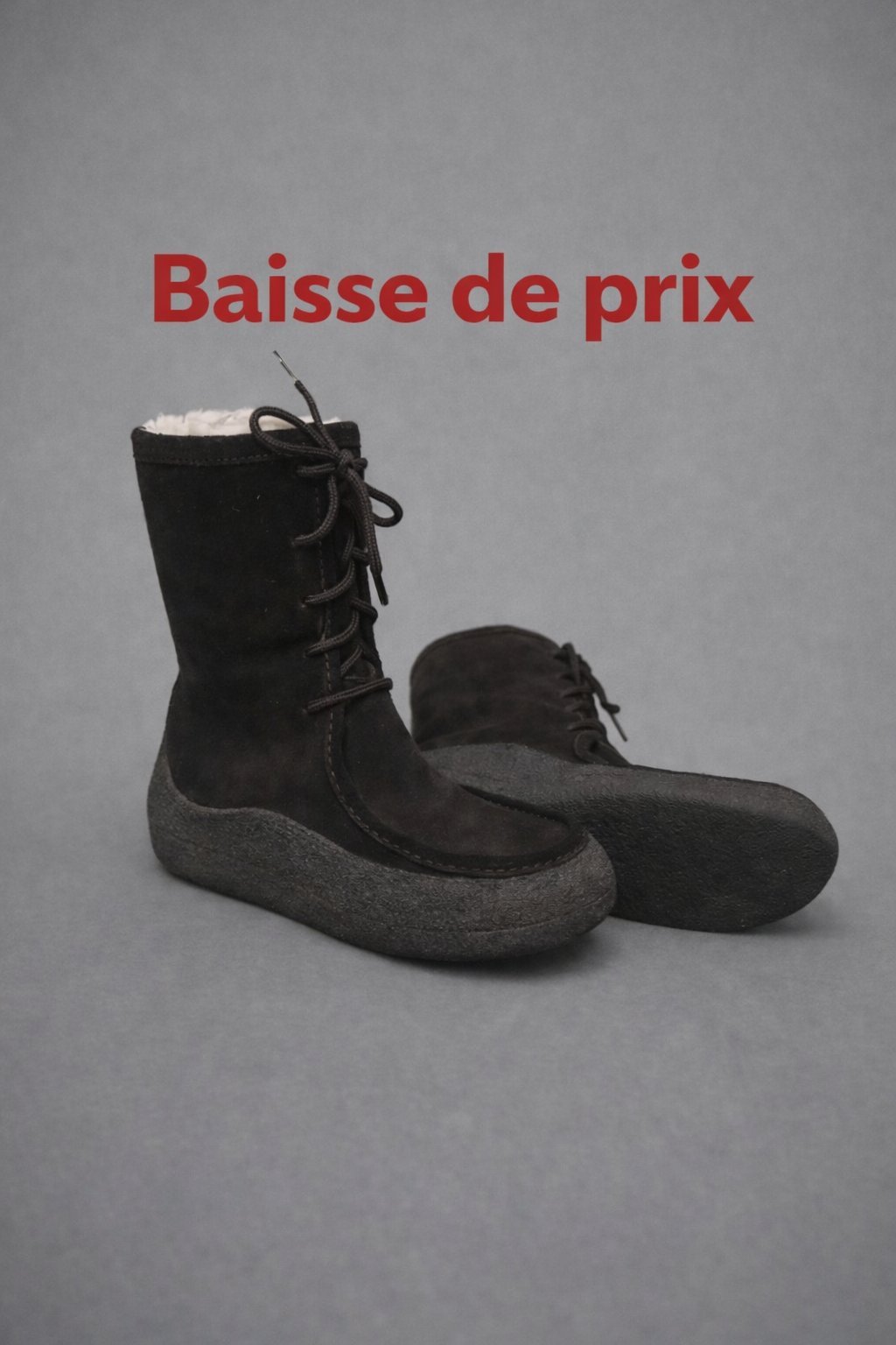 Magnifiques bottines montantes en daim suédé marron foncé. 