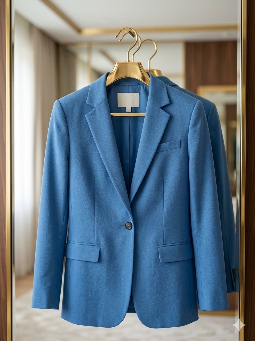 Blazer H&M en bleu ciel, Jean. Tissu automne , printemps. Taille indiquée XS. Convient plutot à S/ petitM