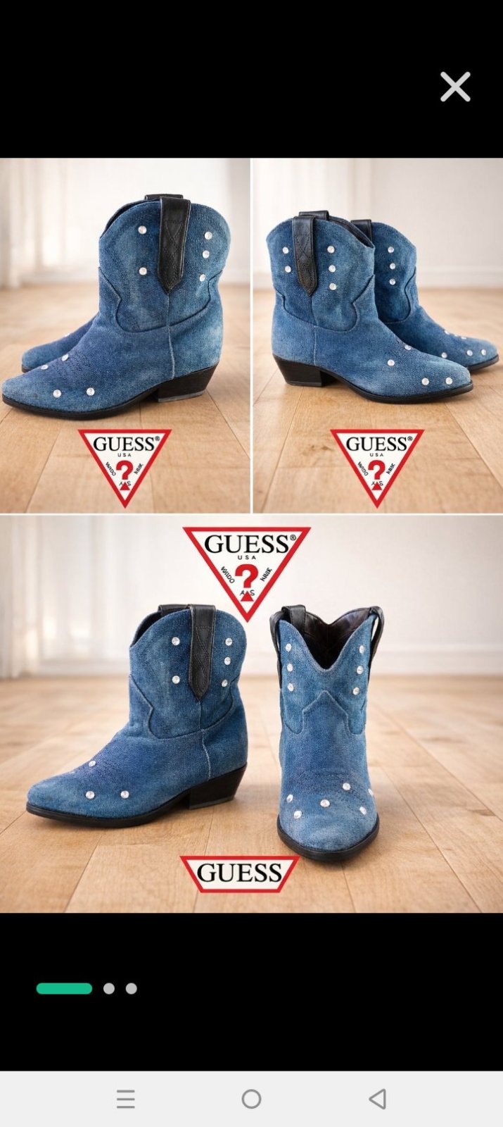 Baisse de prix! Merveilleuses bottines en denim de la marque Guess.