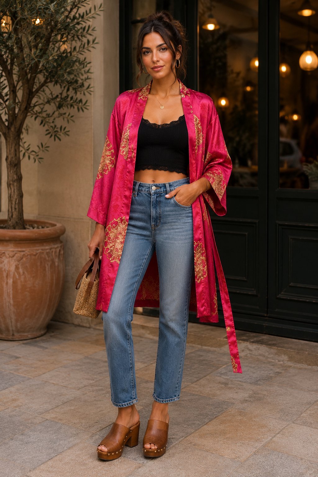 Joli kimono rose Fushia neuf avec étiquette 