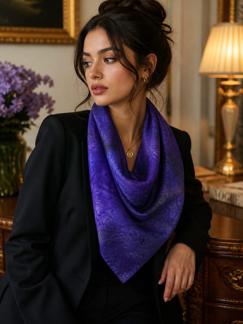 Magnifique foulard carré 100% soie: 85/85