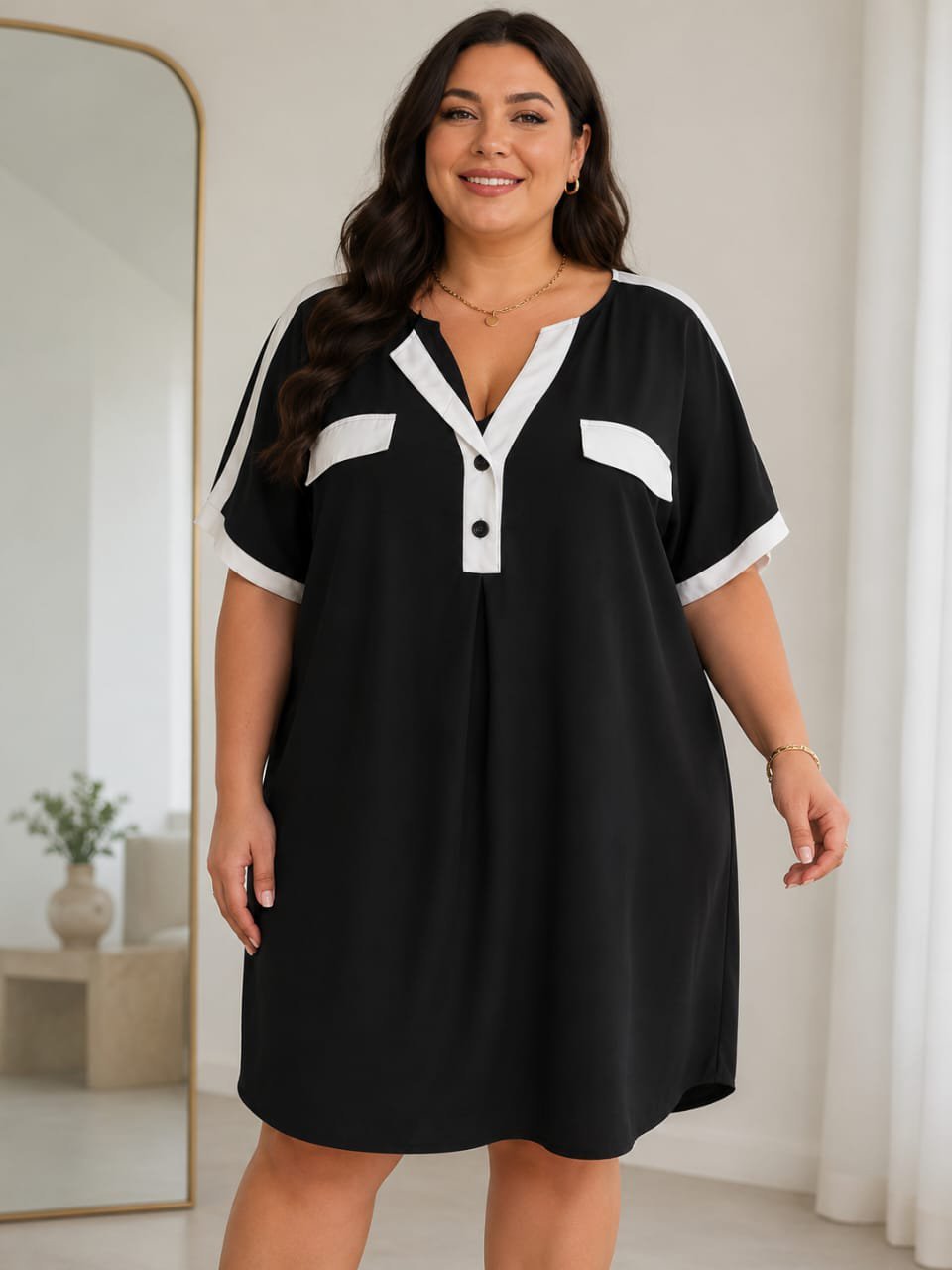 Magnifique robe fluide Shein noire et blanche , taille 46
