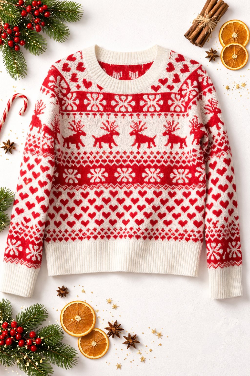 Pull rouge/blanc 