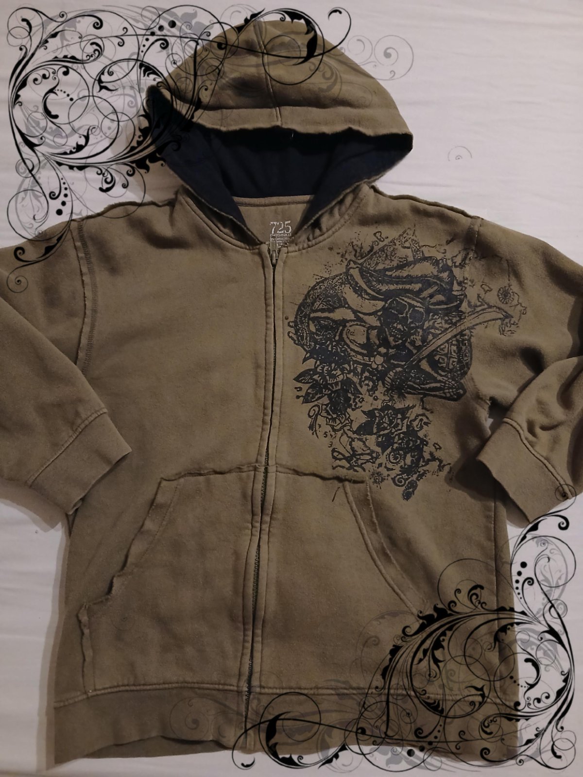 Y2K Gothic Skull Zip-Up Hoodie