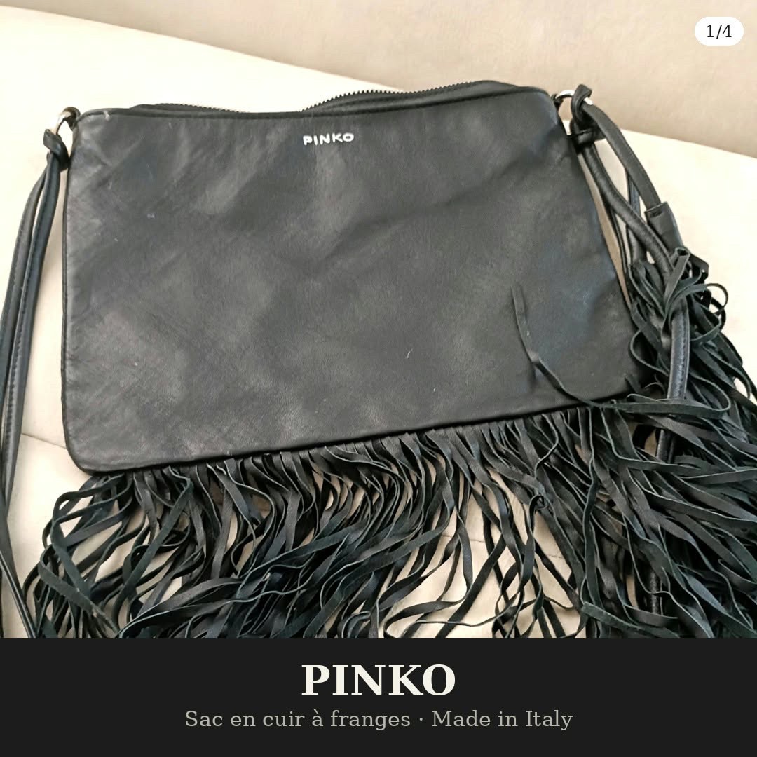 SAC PINKO EN CUIR A FRANGES