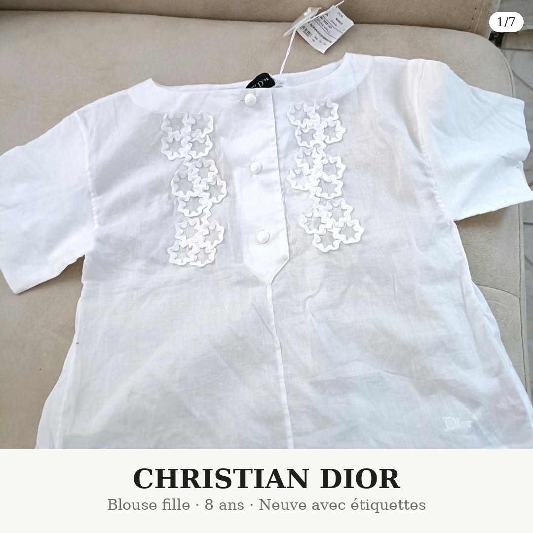 Blouse CHRISTIAN DIOR FILLE 8 ANS