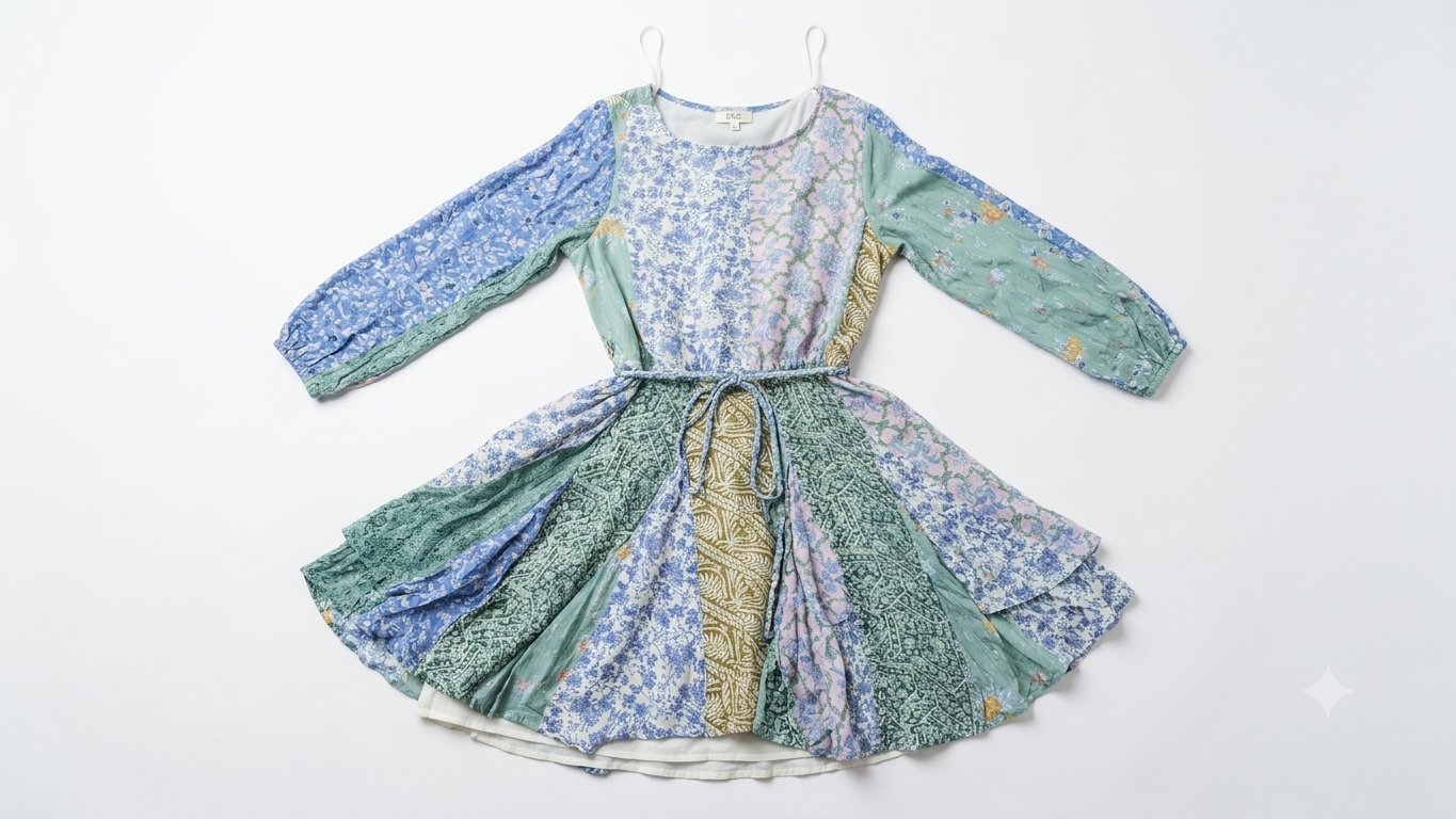 Robe courte bohème patchwork et volants -