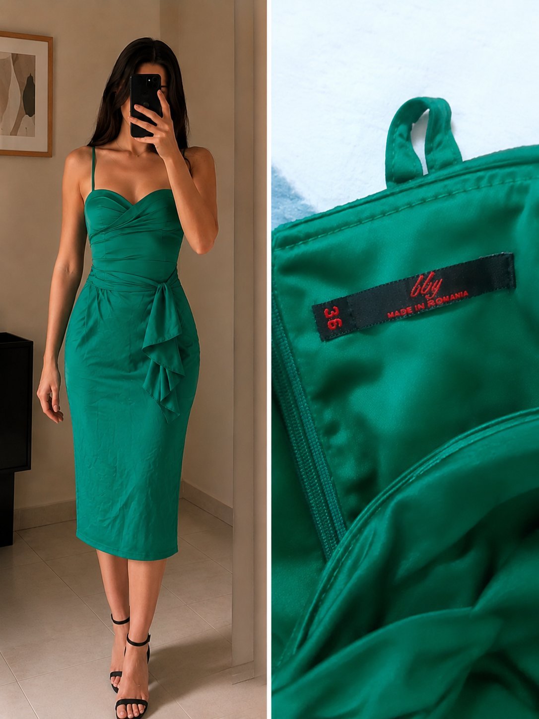 Robe moulante satinée verte