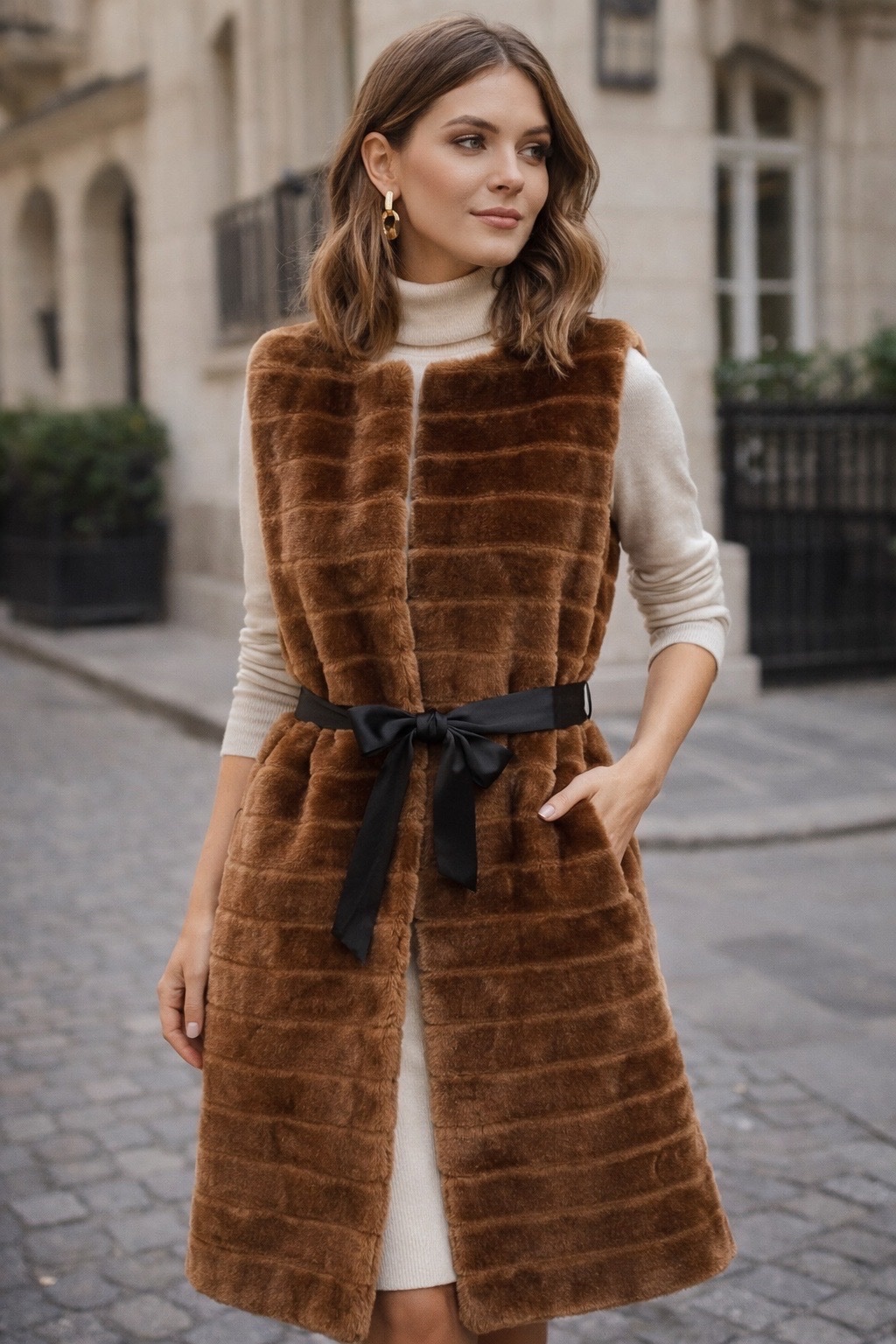 Magnifique manteau sans manches en fourrure, taille standard, importé d’Italie 🇮🇹, jamais porté. Très élégant et en parfait éta