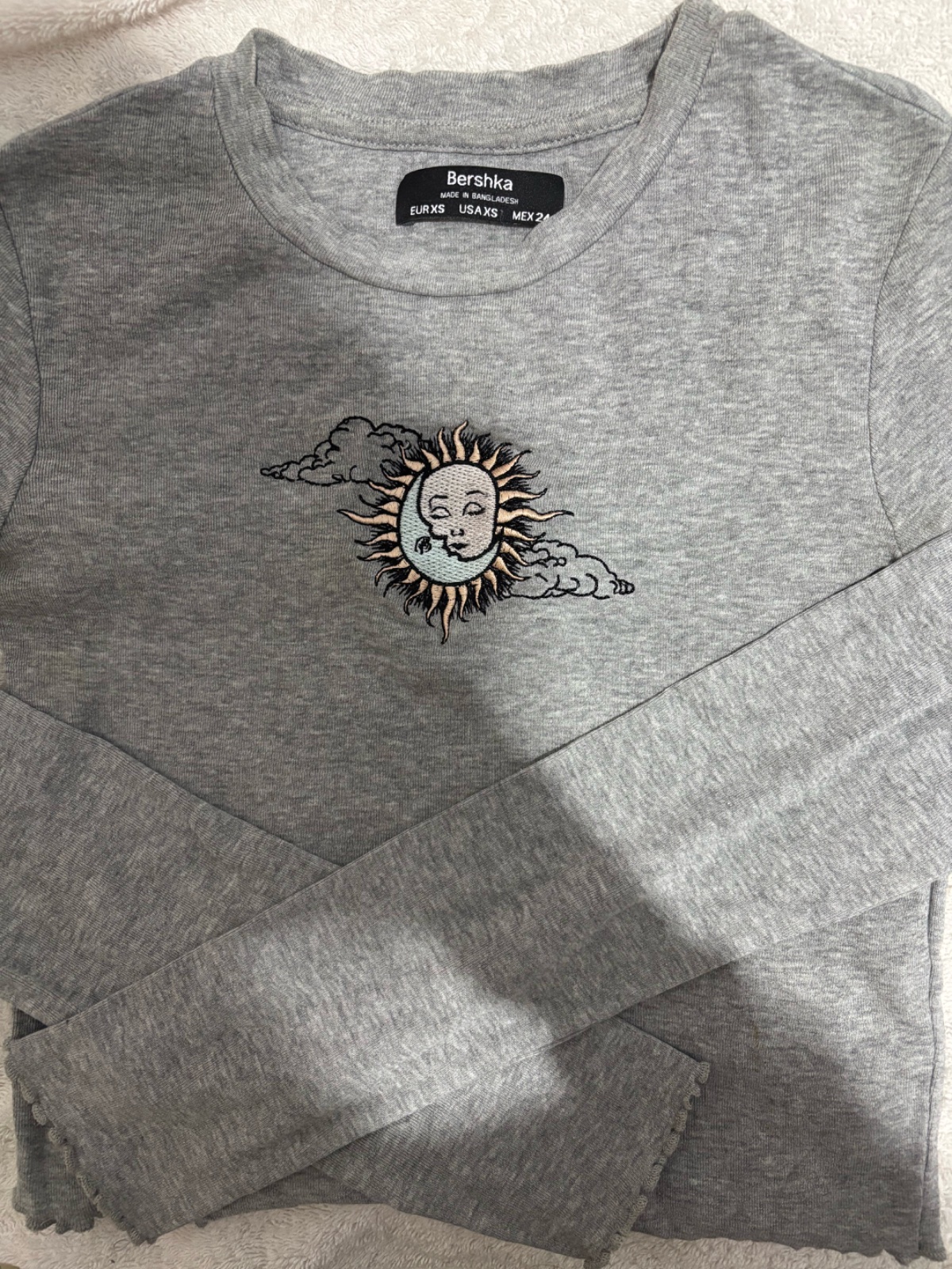 Bershka grey long sleeves top