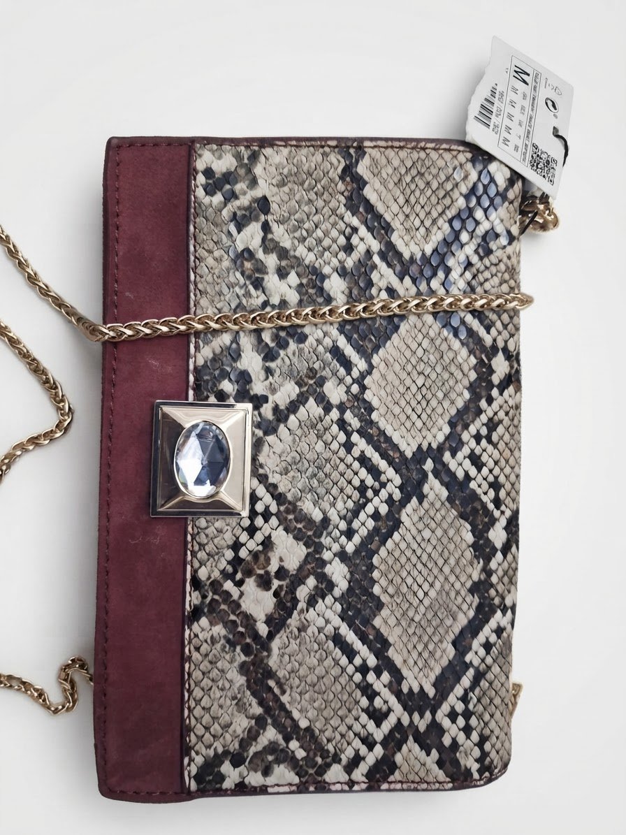 Pochette serpent ZARA en daim nduve