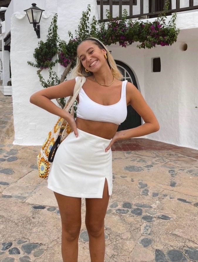 Jupe blanche taille haute 