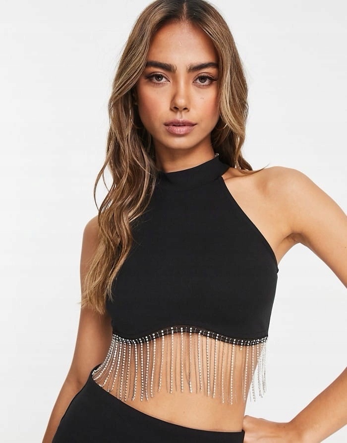 Crop Top noir avec strass