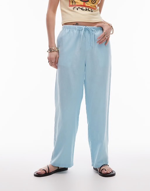 Pantalon lin bleu ciel