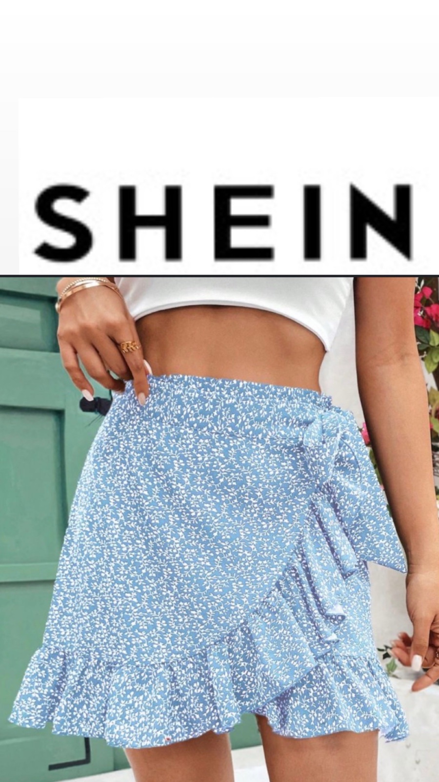 Jupe shein sayefi bleu ciel 