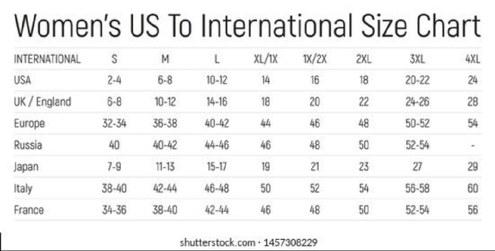 Know your sizes, here is a converting table just for you 😘