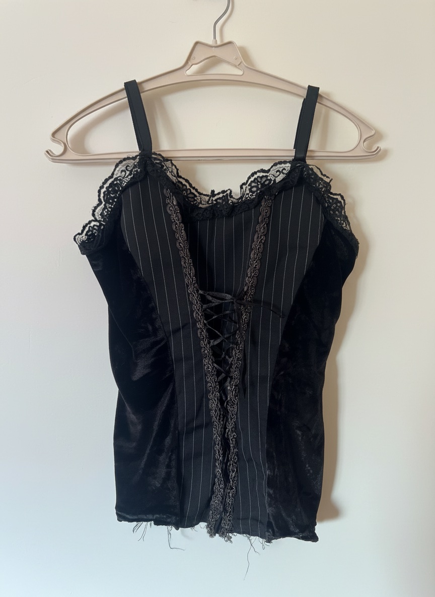 Top style Corset / Bustier Noir – Style Grunge / Gothique / Y2K