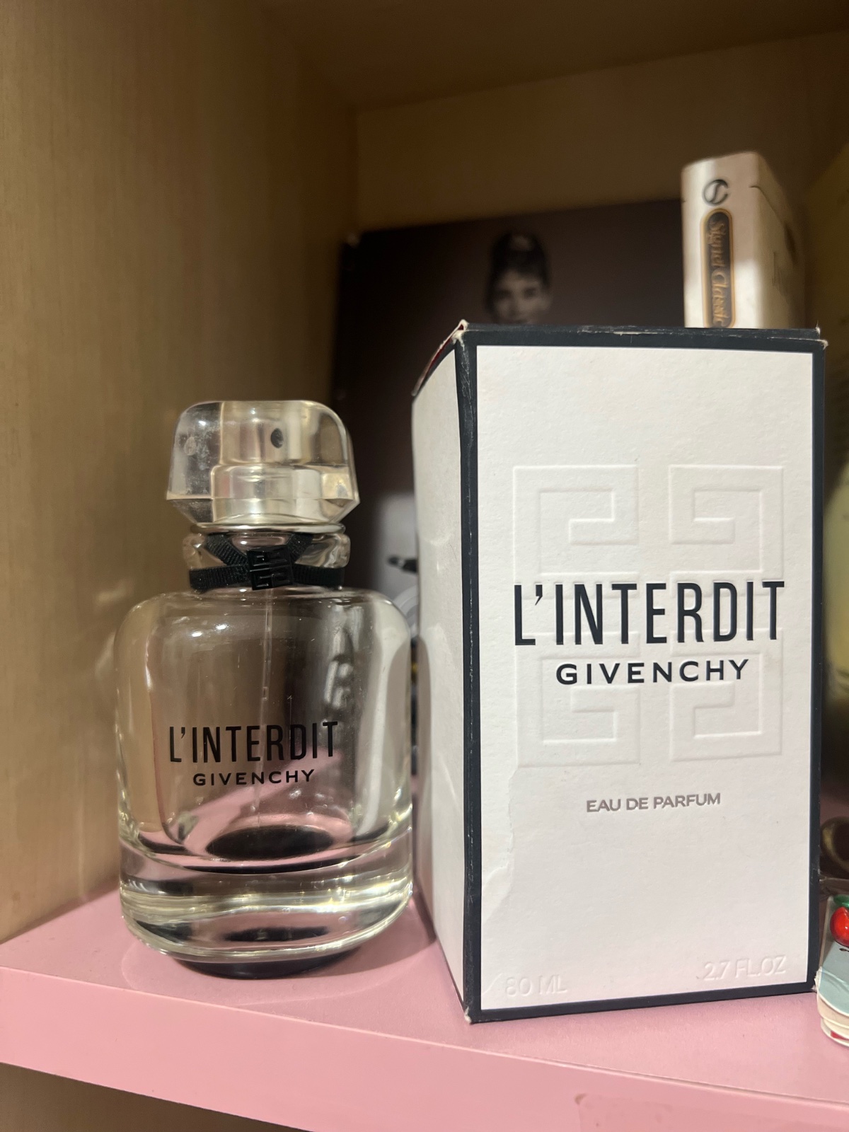 Flacon/bouteille parfum L'interdit Givenchy vide avec la boîte