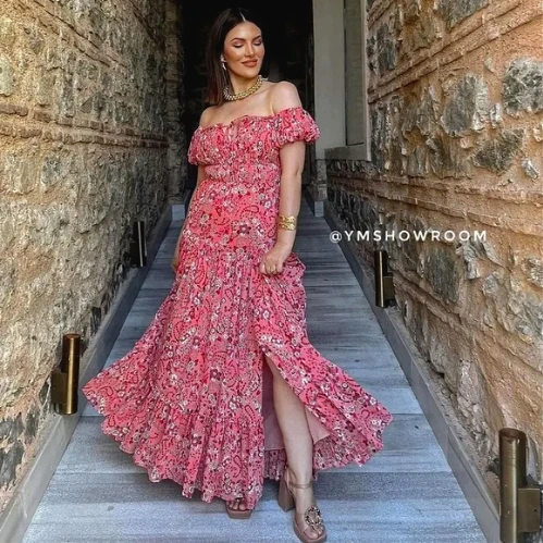 Robe MANGO Evasé floral maxi 
