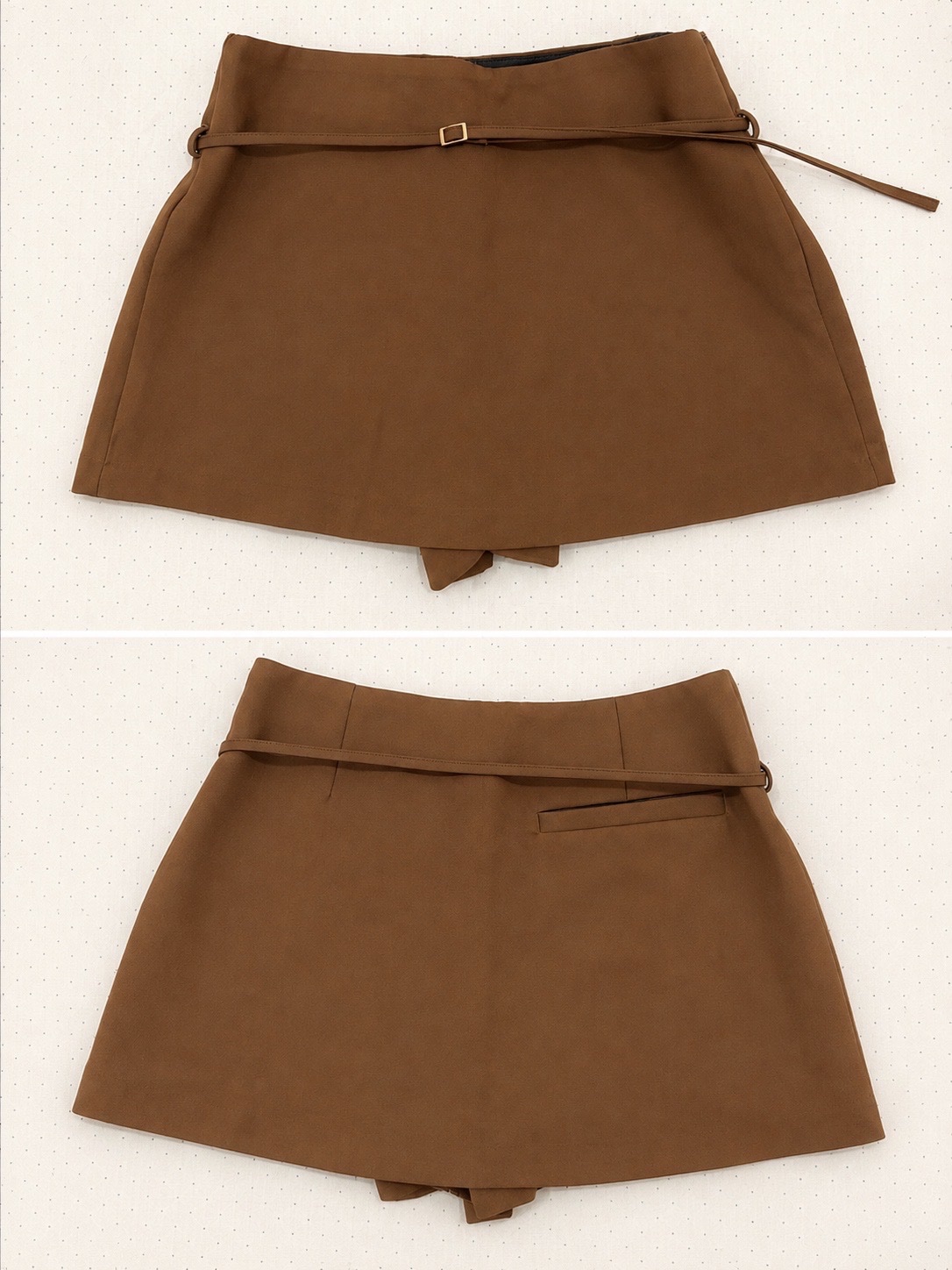 Jupe-short marron avec ceinture fine