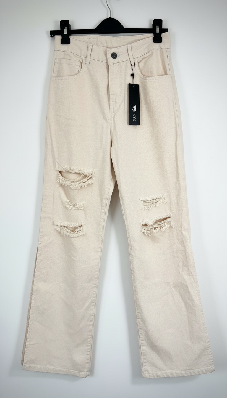 Jean taille haute ecru