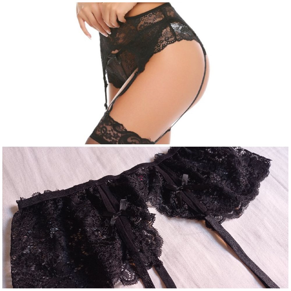 Porte jartelle sexy en dentelle noir 